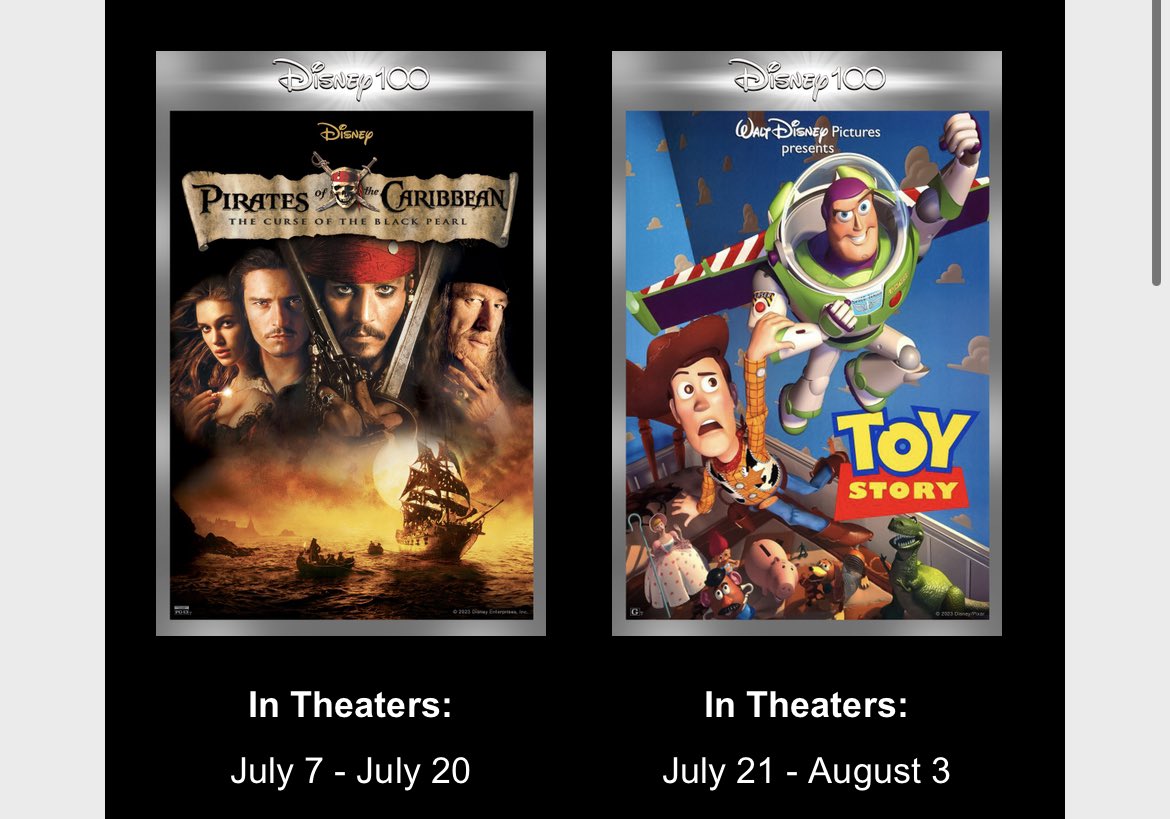 ScottGustin's tweet photo. Disney is re-releasing eight classic films at select theaters July - October as part of its #Disney100 celebration. Films and dates: https://t.co/eh2Y98dUV5