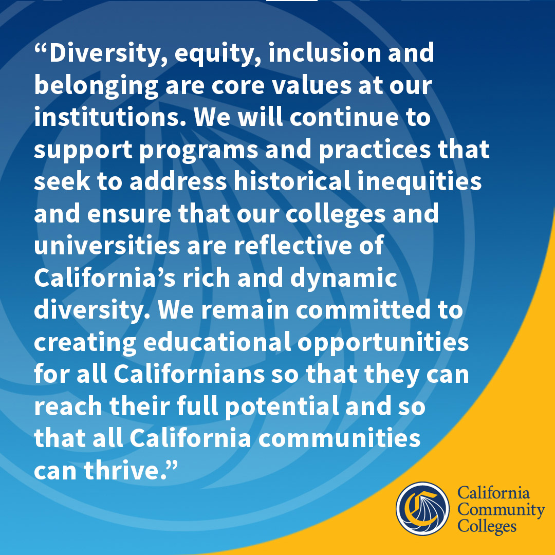California’s public higher education leaders’ statement regarding SCOTUS decision on the use of race in college admissions. 

#AffirmativeAction