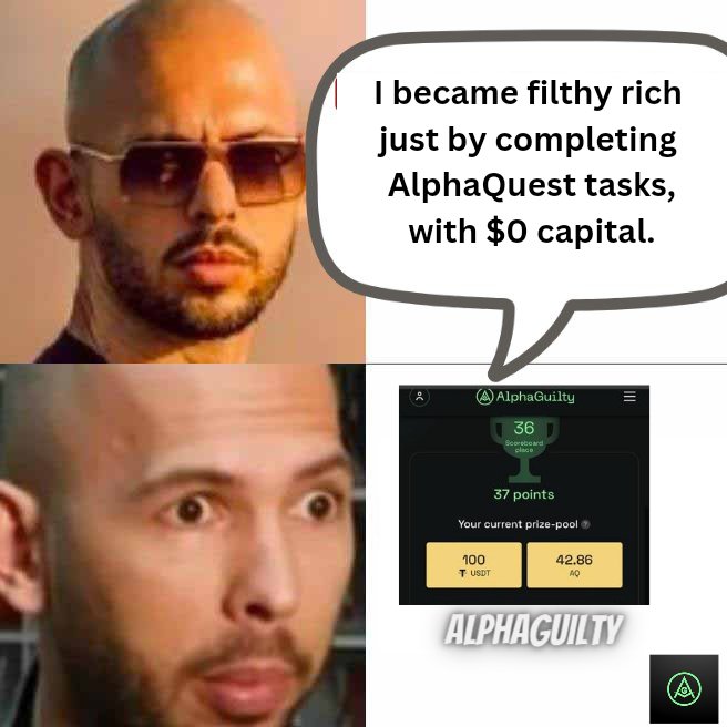 CryptoJeremy01's tweet photo. Sourcing for liquidity to start your Crypto Journey ๐ค?
No worries, @AGuiltyOfficial got you covered with no string attached ๐
With a single click, you can complete tasks on #Alphaquest and claim rewards.
Join via๐๐ผ
https://t.co/6D84OiSJth
#AGmeme #Alphaguilty https://t.co/7Y0dn4aR9m