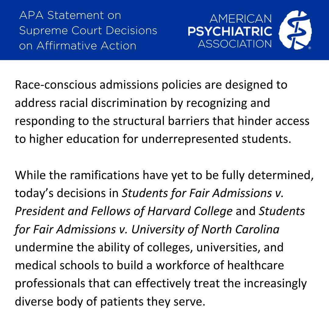 American Psychiatric Association on Twitter "Full statement https