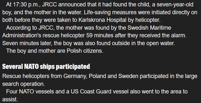 3/3
59 minutes passed before mom was spotted by #helicopter  - prior to that the crew of the Stena Spirit were the first ones to discover the child & mother in the water.
Another 7 min's passed by before locating the child.

Geez .. Let's hope this goes well  #BalticSea #Maritime