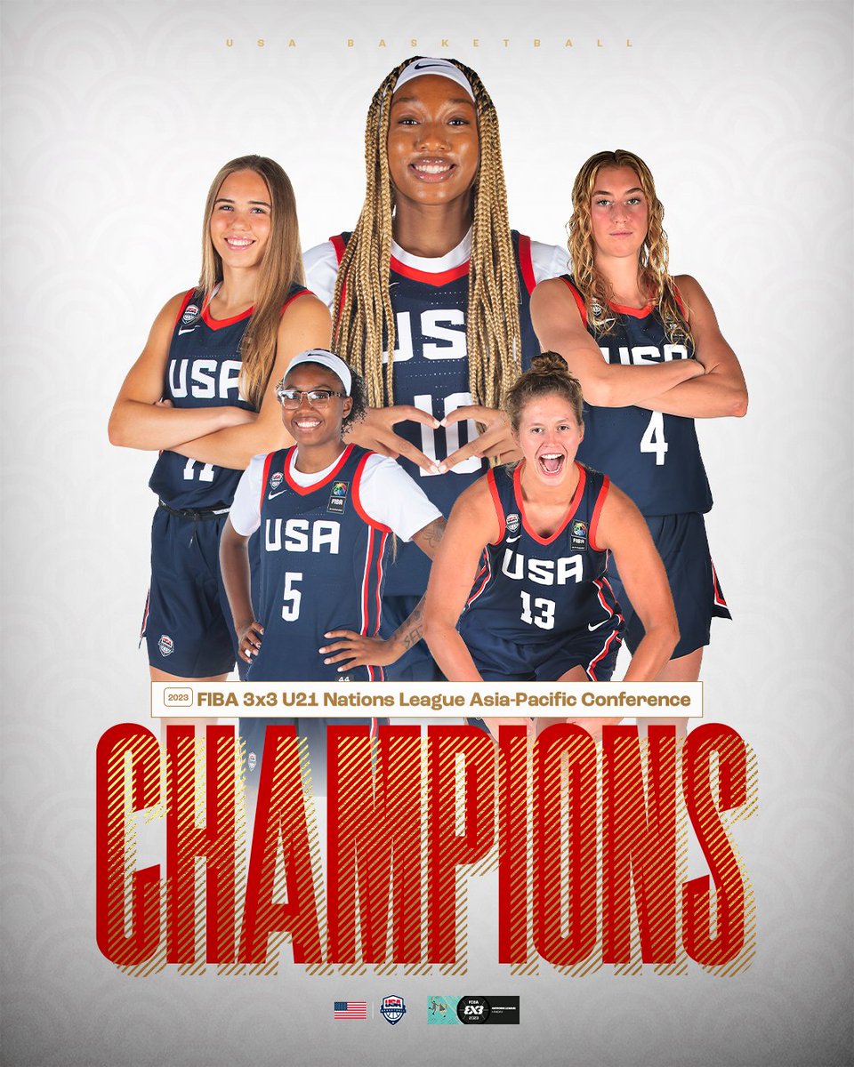 The 🇺🇸 Women are 🏆 CHAMPIONS 🏆 of the 2023 <a href="/FIBA3x3/">3x3 Basketball | FIBA3x3</a> U21 Nations League Asia-Pacific Conference!