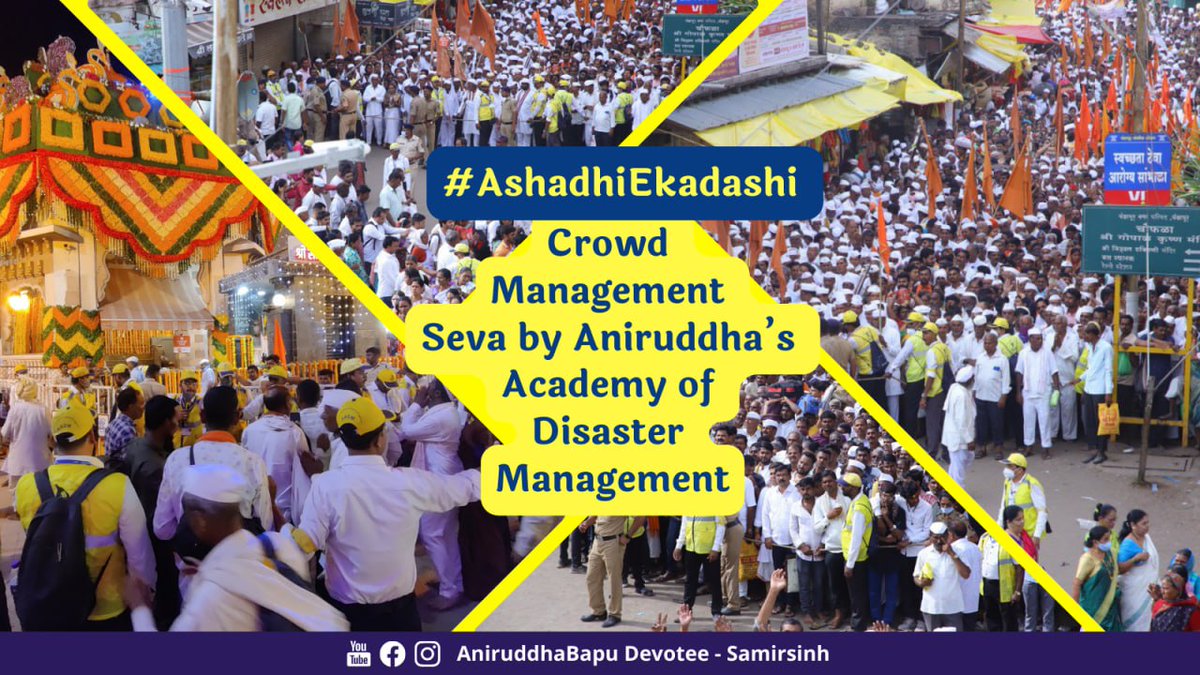 samirsinh189's tweet photo. On the occasion of #AshadhiEkadashi, the Aniruddha’s Academy of Disaster Management offered #CrowdManagement Seva at 6 locations across Maharashtra, including #Pandharpur like every year. 2,083 #DisasterManagement Volunteers (DMVs) participated in this Seva and served selflessly with dedication. 

This year, @CMOMaharashtra Shri. @MiEknathShinde ji took notice of the #Seva performed by @AniruddhasADM. We are thankful to him. 

I congratulate all the DMVs who participated in the Seva and made it a success. 

Shree Hari Vitthal, Jai Hari #Vitthal!