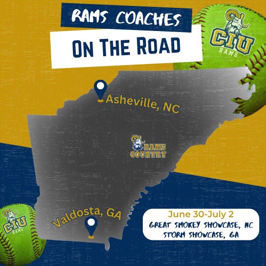 CIURamsSoftball's tweet photo. We’ve seen lots of good softball so far this summer, looking forward to another great weekend!
📍 Great Smokey Showcase: @CoachAllenCIU @Coach_JGentry 
📍Storm Showcase:
@tayyylorallen https://t.co/abaOcSgu9U