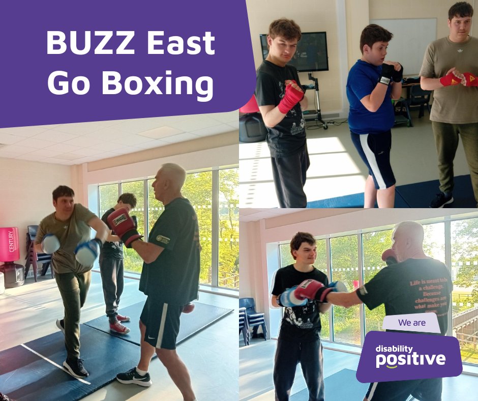 dis_positive's tweet photo. 🥊 Last week our Buzz East group tried their hand at boxing - they loved it!.  Thanks to Macclesfield Boys Boxing Club!

Buzz is a fully accessible youth group for disabled young people 12-18.

More about Buzz: 👇
https://t.co/QVl8tp4yzB

#Boxing #CommunityEngagement  #Inclusion https://t.co/w3CgXsfi3u