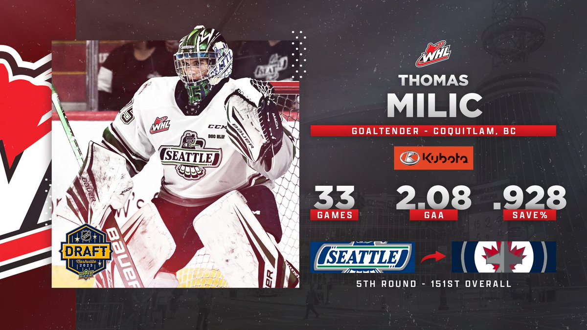 Western Hockey League (@thewhl) on Twitter photo With the 151st selection in the #NHLDraft, the <a href="/NHLJets/">Winnipeg Jets</a> select Thomas Milic from the @SeattleTBirds! With the 151st selection in the #NHLDraft, the <a href="/NHLJets/">Winnipeg Jets</a> select Thomas Milic from the @SeattleTBirds!