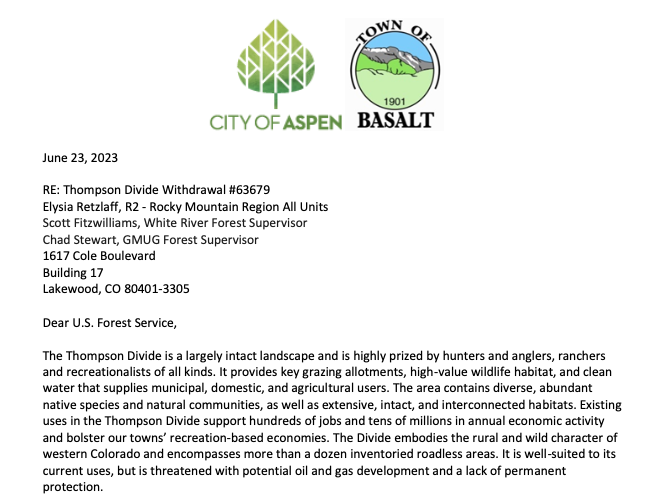themountainpact's tweet photo. Letters! The @cityofaspen Mayor & the full Town of Basalt council sent a letter to the @forestservice in support of the #ThompsonDivide Withdrawal.
@LaPlataCountyCO Commission sent a letter to @BLMNational urging them to adopt a strong #PublicLandsRule. #ActNowForPublicLands https://t.co/PWye1qPVdb