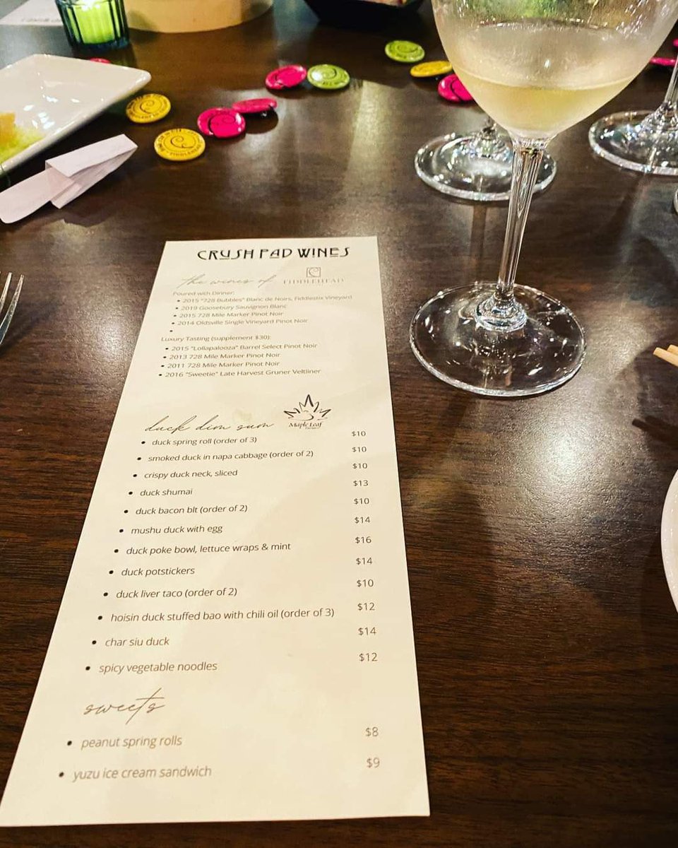 fiddleheadwine's tweet photo. Wow! What an Incredible night at the Wine &amp; Duck Dim Sum Dinner!  We want to thank Vincent, Rachel, the @CrushPadWines team, Allison, &amp; @MapleLeafFarms for such an Amazing event!🍷 🥟

#fiddleheadwine #fiddleheadcellars #wineanddimsum https://t.co/1YUFQE2I7X