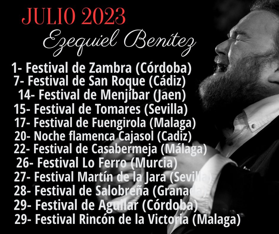 Aquí os dejo las actuaciones del mes de Julio.
#festivales #cultura #flamenco #CulturaSegura #andalucia #fyp #fypシ゚viral
