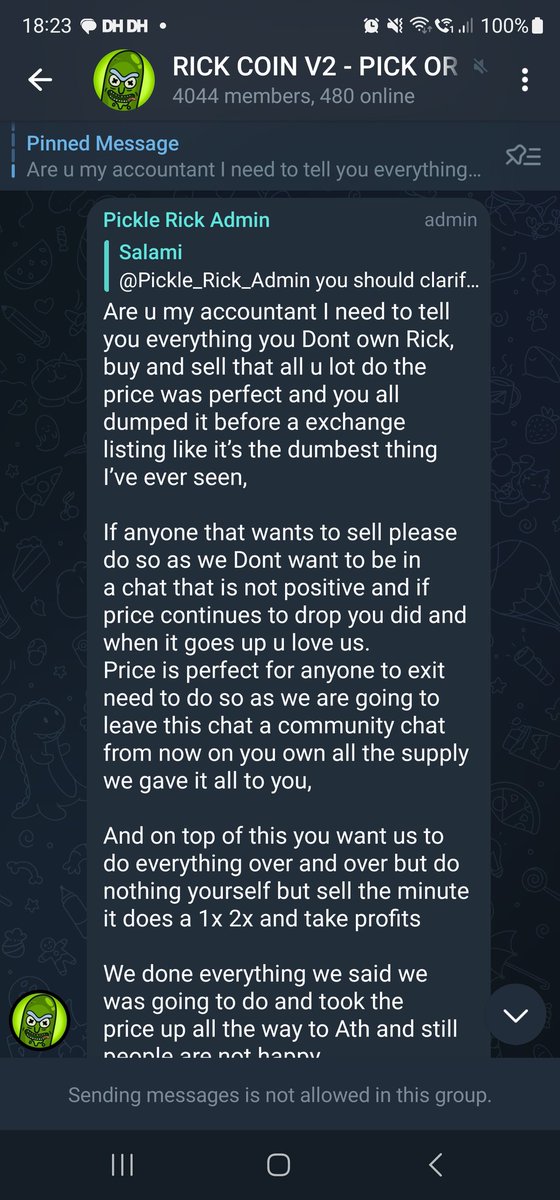 CRYPTOWalk5's tweet photo. Yo @PickOrRickV2 you lot have scammed everyone with 4 coins. Lied about the marketing budget and now you speak to your community like this. Bunch of scim bags
#rickv2 #crypto https://t.co/YwJxqc3R1F