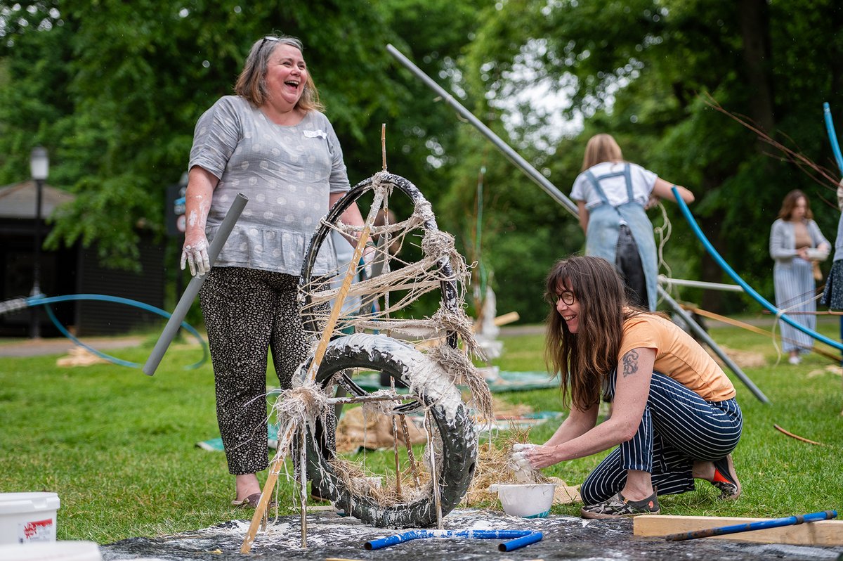 A few images from our Teacher Study Day a couple of weeks ago, in collaboration with <a href="/A_C_Collection/">Arts Council Collection</a> - including the traditional 'class photo'. Teachers explored sculpture through material experimentation &amp; play.💚 #YSP #YSPSchools #moreartnotless