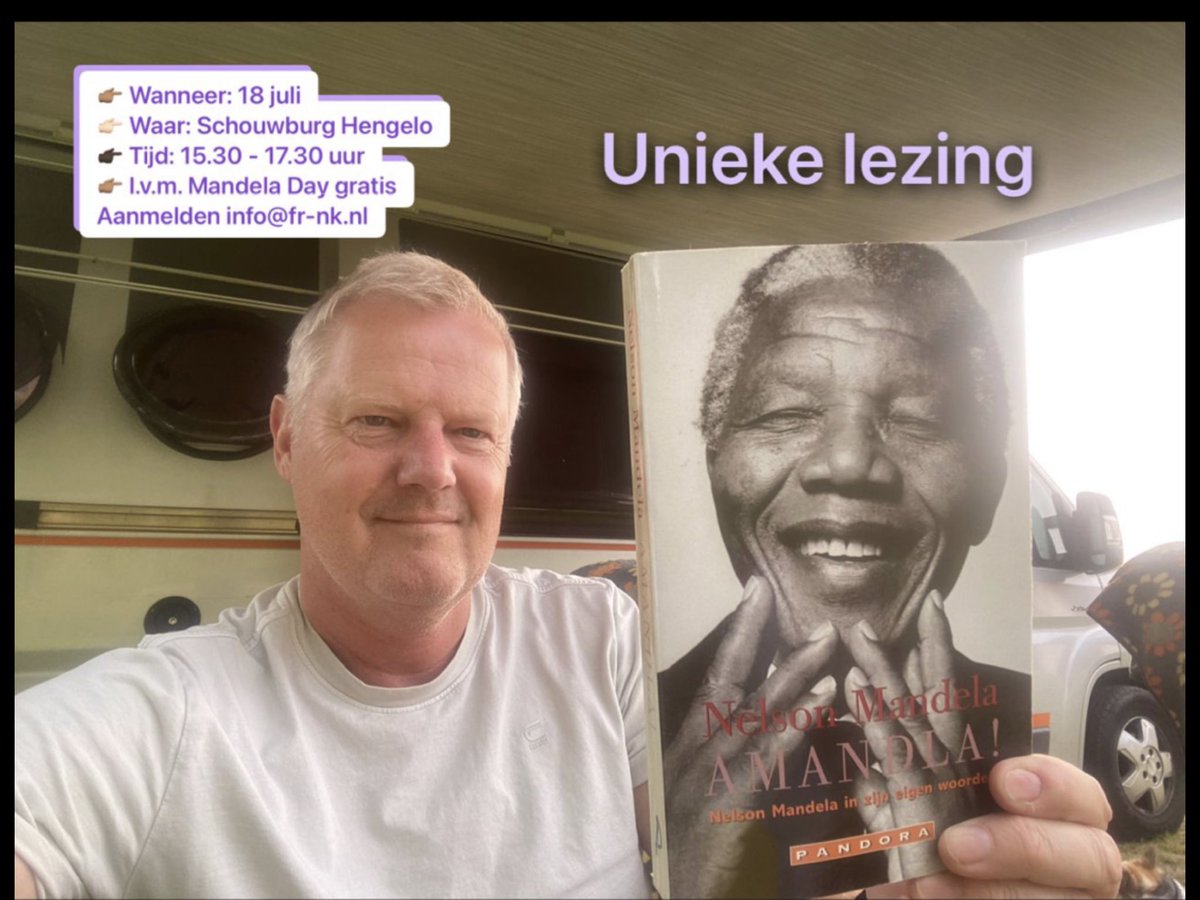 Mandela koos voor “verzoening boven aanklacht”.Deze zal ik delen tijdens lezing op Mandela Day muzikale intermezzo  Simba Ci
👉🏽 Wanneer:18 juli
👉🏻 Waar:  <a href="/schouwburg074/">SchouwburgHengelo</a> 
👉🏿 Tijd:15.30-17.30
👉🏽 I.v.m.Mandela Day gratis
👉 Vol is vol.Aanmelden info@fr-nk.nl 
fr-nk.nl/trainingen/man…
