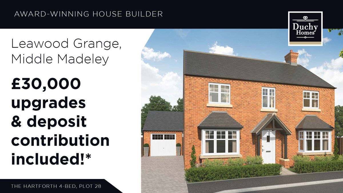 This stunning 4-bed home in #MiddleMadeley is ready to move into now with incredible upgrades included &amp; £5,000 towards your deposit if you reserve in July!
Book an appointment now to secure this great deal worth over £30,000.
bit.ly/3NKDzOu
#NewHome #SpecialOffer