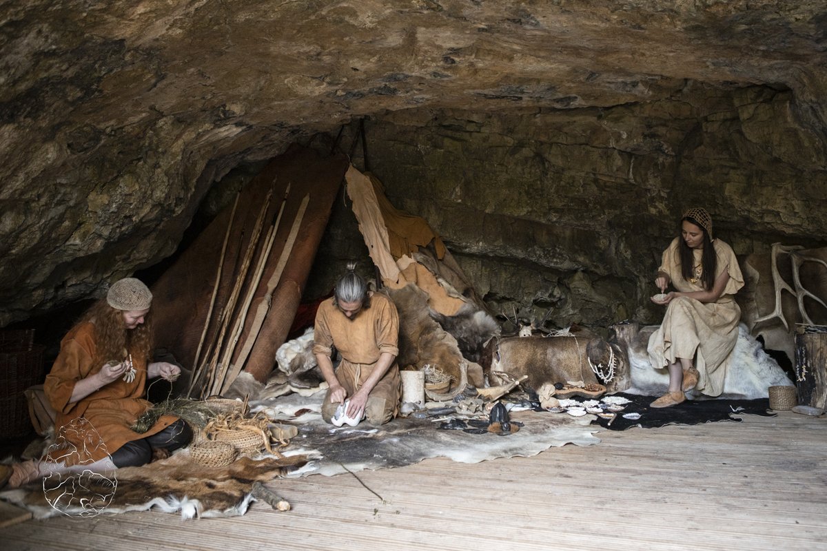 A living history display in the original setting is about as good as it gets! @emmalouwynjones, @sallypointer and I will be back at @CreswellCrags in early August for another prehistory week AND there are a few places left on some of the craft workshops: creswell-crags.org.uk/events-listings