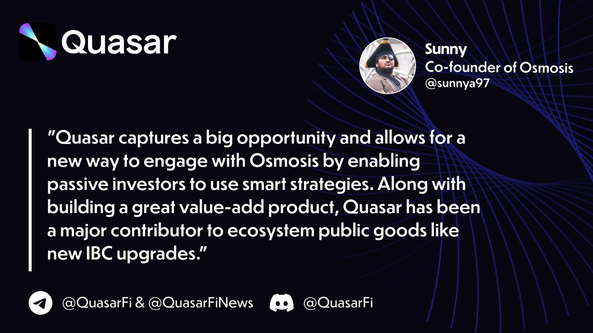 Ever wondered why @sunnya97, the co-founder of @osmosiszone, is bullish on Quasar? 🚀👇