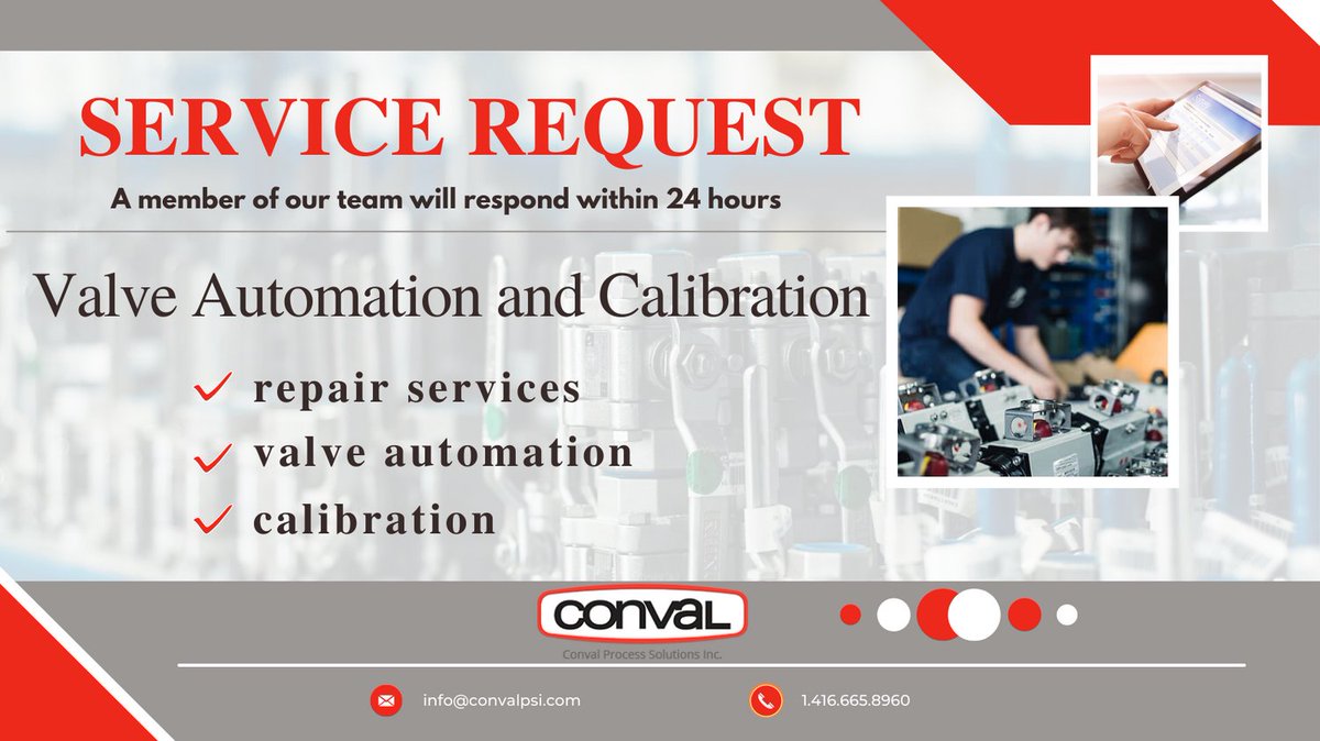Submit your service request and our dedicated team will get back to you within 24 hours. We provide complete valve automation, calibration and repair services for all your processes. The work is performed in house by qualified technicians. 

#ValveAutomation #CalibrationServices