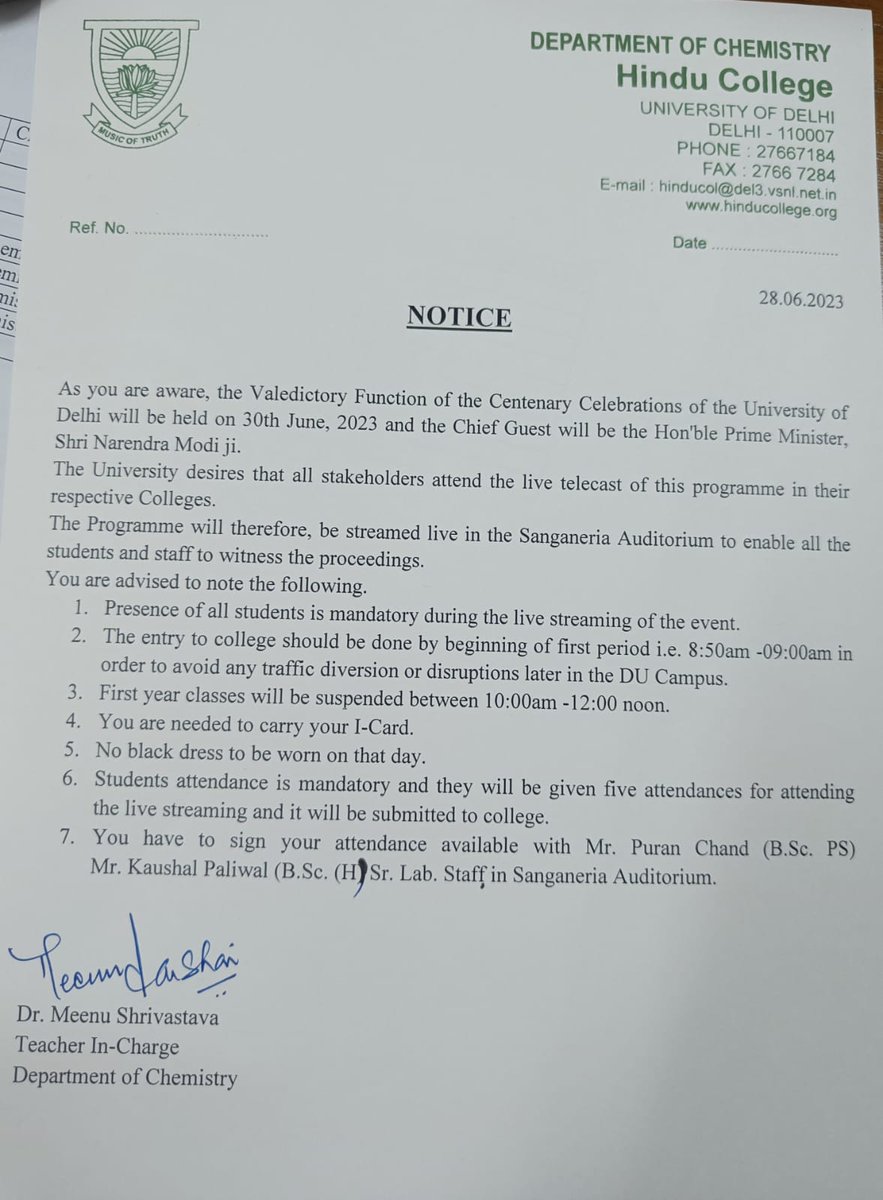 anjali__27's tweet photo. All to protect the PM of the world's largest Democracy from accountability!

Mandatory/Forced participation
Extra attendance 
No black clothes

@narendramodi is NOT welcome in our campus!

#GoBackModi https://t.co/u9pGDhlZHQ