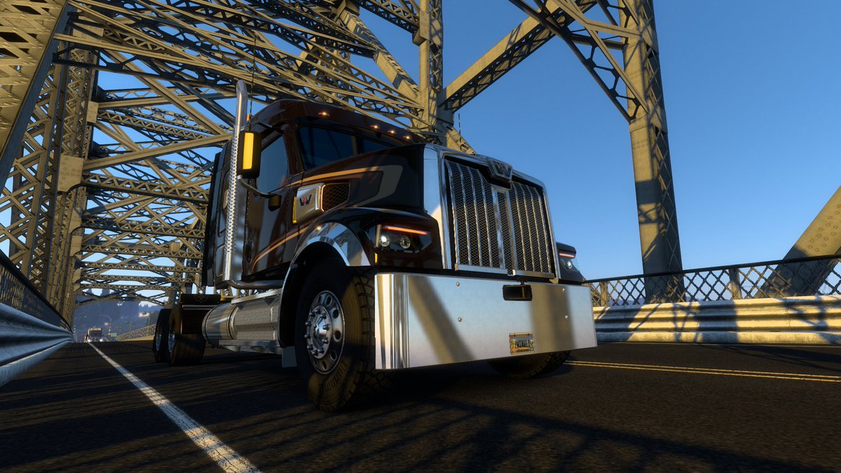 MichaundCordi's tweet photo. today my Buddy Wes and i are delivering an heavy 47t Wood Harvester. But it seems that he's enjoying the hard work💪🤠👌
@SCSsoftware 
@WstrnStarTrucks 
#AmericanTruckSimulator 
#49XPowerHood https://t.co/u4DTkE4go2
