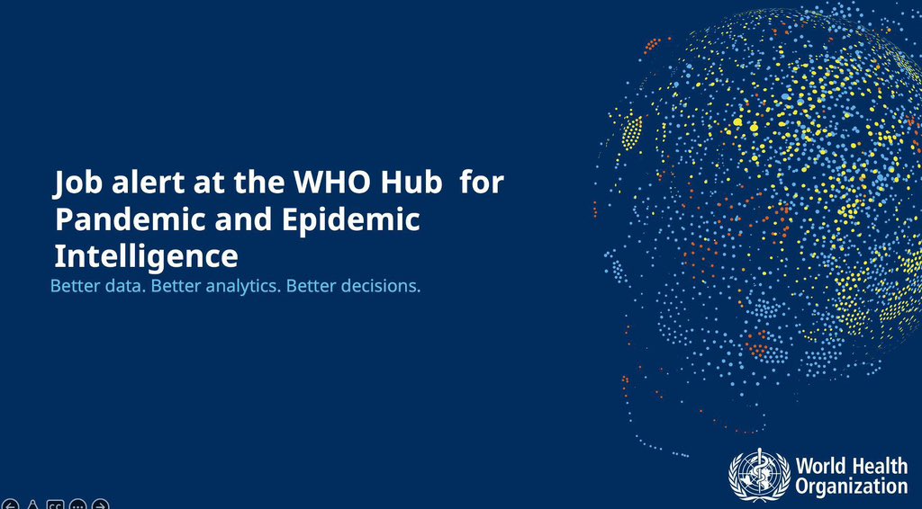 Chikwe_I's tweet photo. Three exciting positions at the #WHOPandemicHub. We are looking for the very best: 

- Data scientist
- Project support officer
- Knowledge engineer

https://t.co/nQi36iX8sR

 https://t.co/Lmw3VLSnSh

https://t.co/2asteSBV2U https://t.co/x6GQvKqGF3