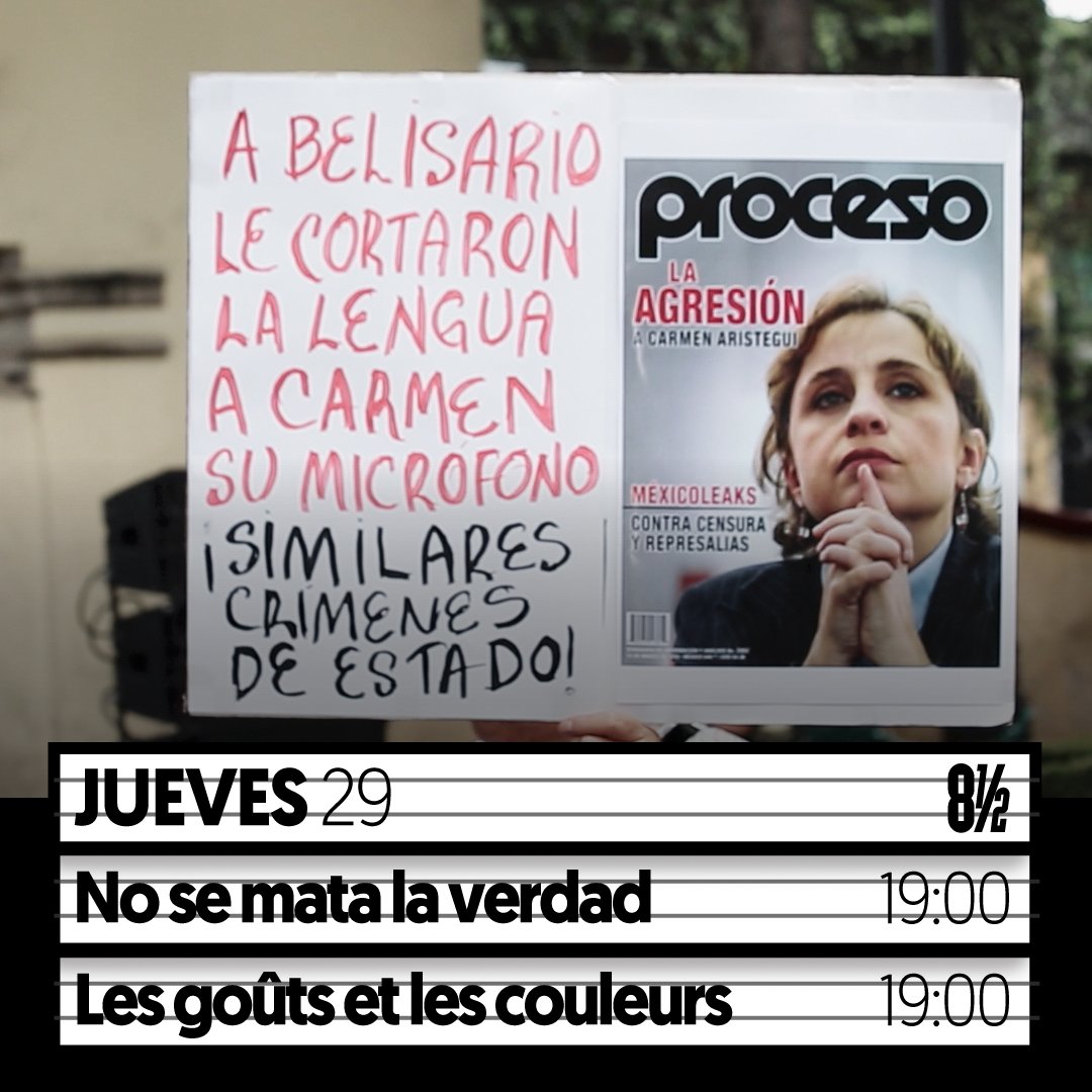 8medio's tweet photo. #HOY #JUN29 

19H00 | #NoSeMataLaVerdad de Coizta Grecko, México, 2018, 100 min. 
19H00 | #LesGoûtsEtLesCouleurs de Michel Leclerc, Francia, 2022, 110 min.

Entradas en boletería desde las 15H00 o desde https://t.co/UYIaodeX62

📍Valladolid y Vizcaya

#VenAl8 https://t.co/YUCidgHEzN