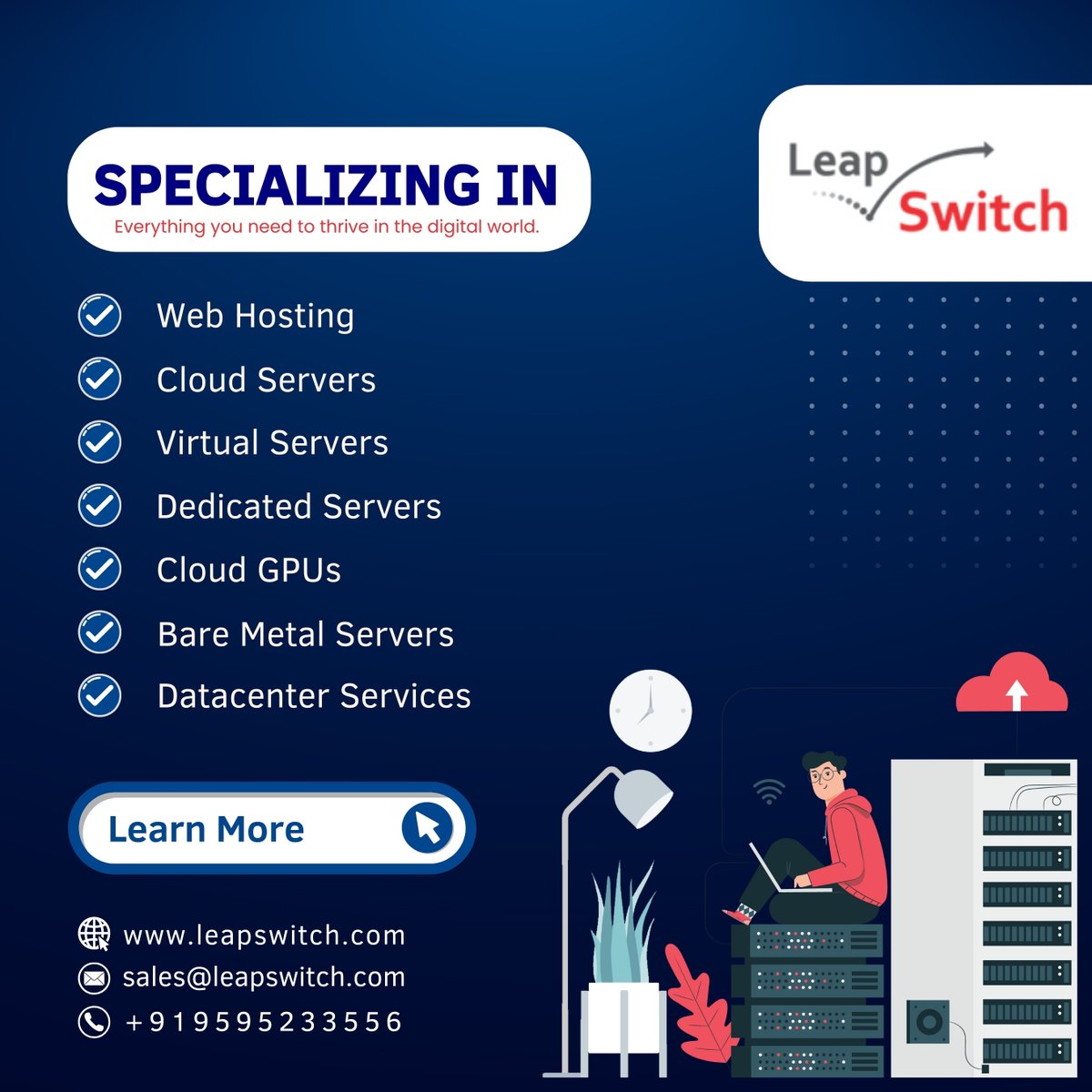 leapswitch's tweet image. &quot;✨ Experience lightning-fast website performance and unbeatable uptime with our cutting-edge cloud servers, virtual servers, and dedicated servers. 
#WebHosting #CloudServers #VirtualServers #DedicatedServers #CloudGPUs