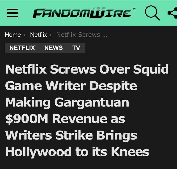 Now that’s a headline.

#WGAStrike ⁦@FandomWire⁩