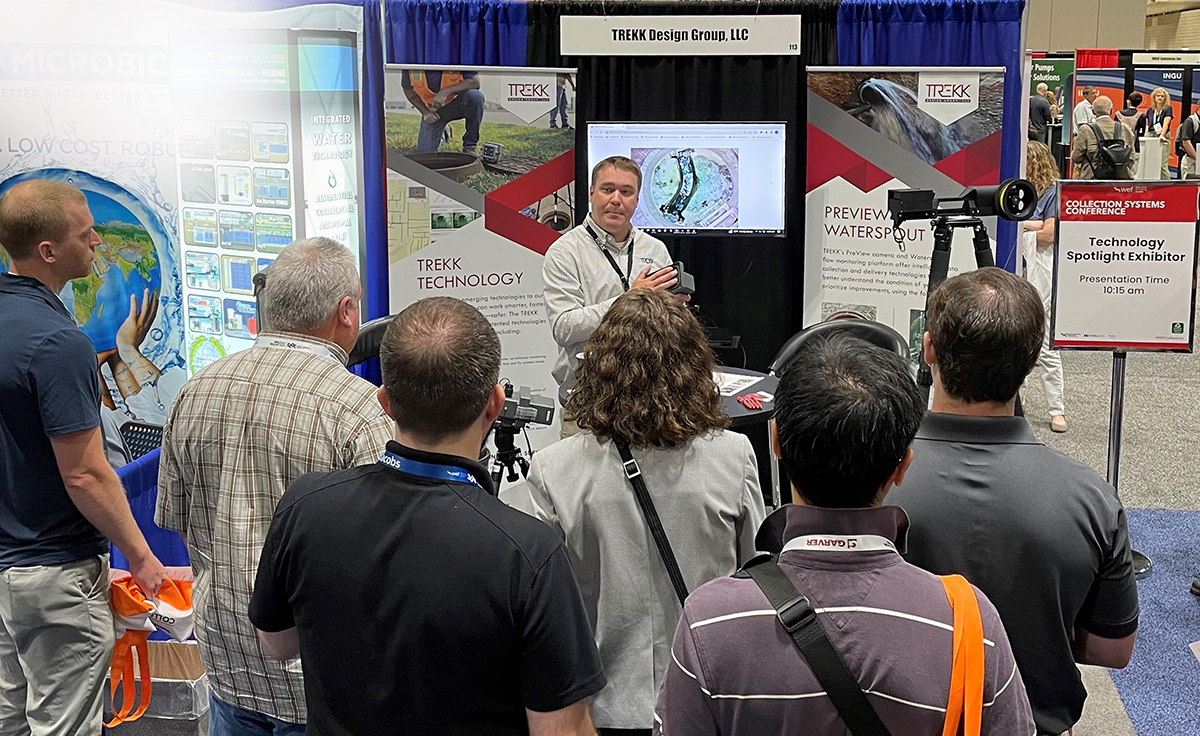TREKKDesign's tweet photo. Thanks to everyone who's stopped by Booth 113 to check out our newest TREKK360 and PreView cameras. Don’t forget to catch Ron Thomann's presentation tomorrow at 10:15 am in room 2105. It will be a great way to wrap up the #WEFcollections & #WEFstormwater Conference! #TREKKtech https://t.co/3tlmfN8z9b