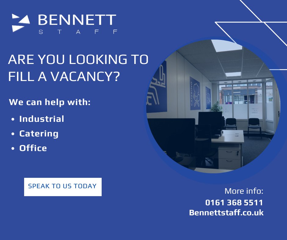 Looking for staff? Please get in touch with one of our talented recruitment team on 0161 368 5511 or visit our website
bennettstaff.co.uk

@BennettStaff1 
#Bennettstaff #local #recruitment