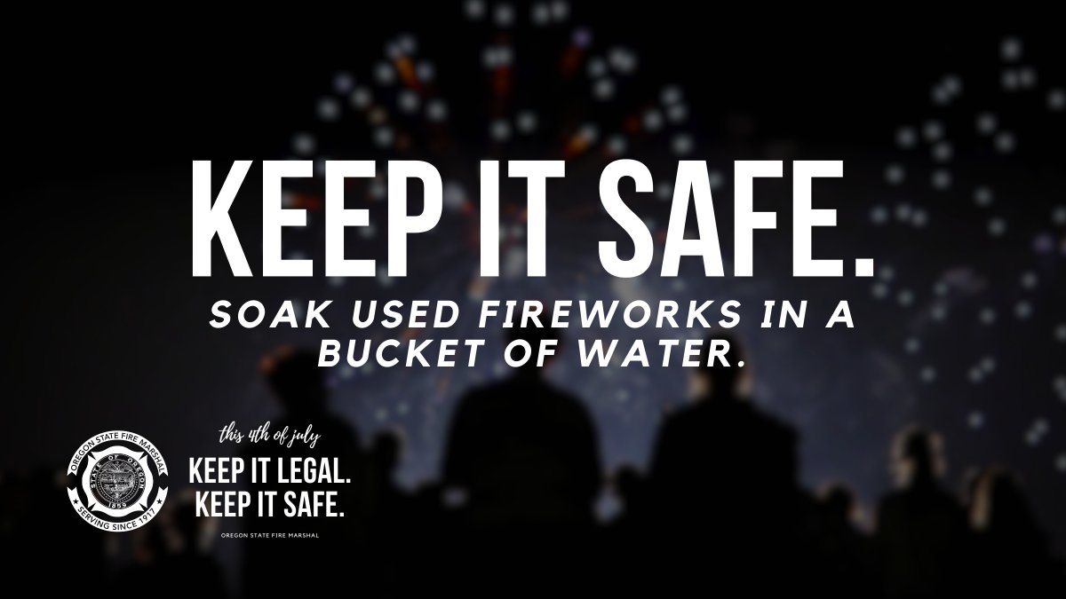 REMINDER: Spent fireworks should always be soaked in water. Dispose of fireworks properly and never relight a dud. #KeepItLegalKeepItSafe
