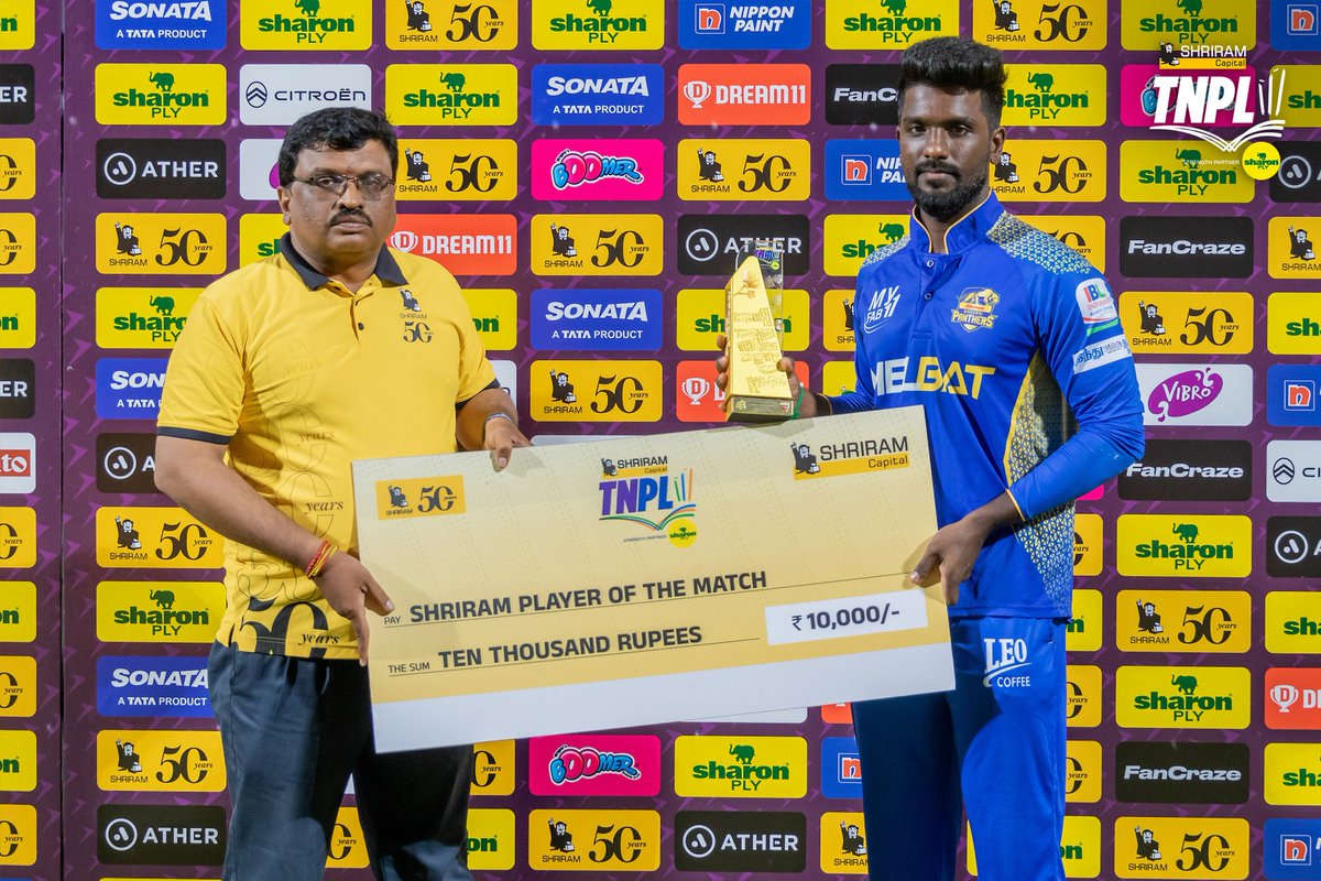 TNPremierLeague's tweet photo. Super⭐'s of the match!🥳
#TNPL2023🏏
#smpvsbt
#TNPLonstarsports
#TNPLonfancode
#PoduSakkaPodu
#EngaDilluEngaGameu
#NammaAatamAarambam💥
#NammaOoruNammaGethu💪🏼 https://t.co/kGY1Xd8kJV
