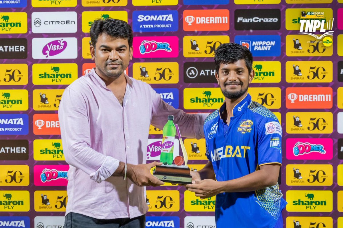 TNPremierLeague's tweet photo. Super⭐'s of the match!🥳
#TNPL2023🏏
#smpvsbt
#TNPLonstarsports
#TNPLonfancode
#PoduSakkaPodu
#EngaDilluEngaGameu
#NammaAatamAarambam💥
#NammaOoruNammaGethu💪🏼 https://t.co/kGY1Xd8kJV