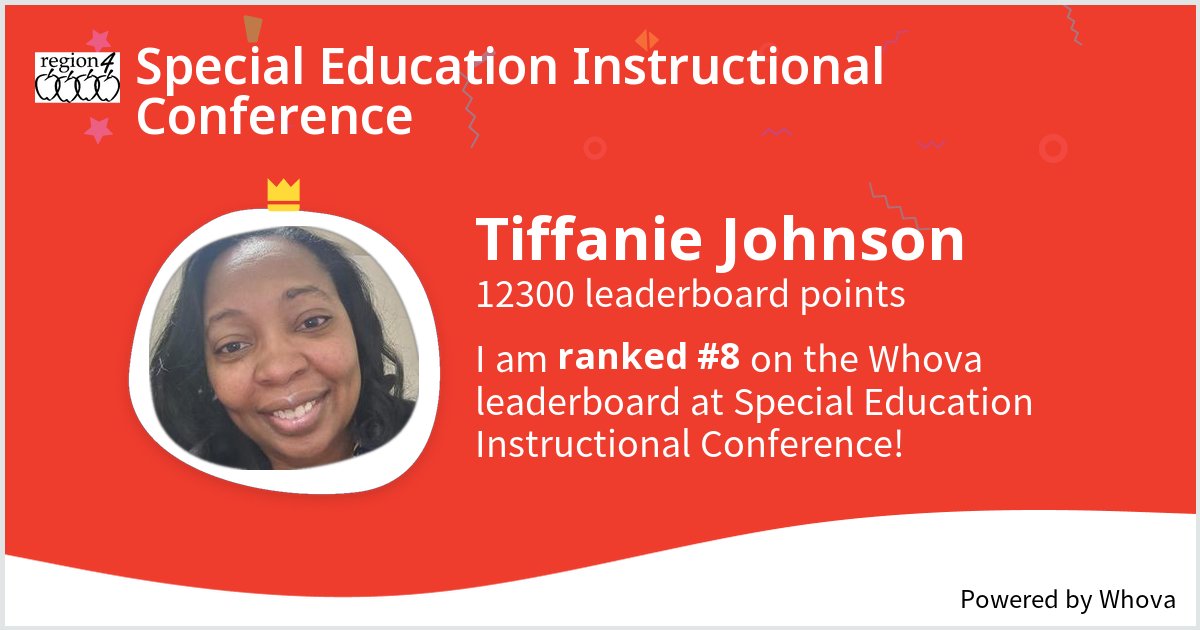 I ranked #8 on the Whova leaderboard at Special Education Instructional Conference!  - via #Whova event app