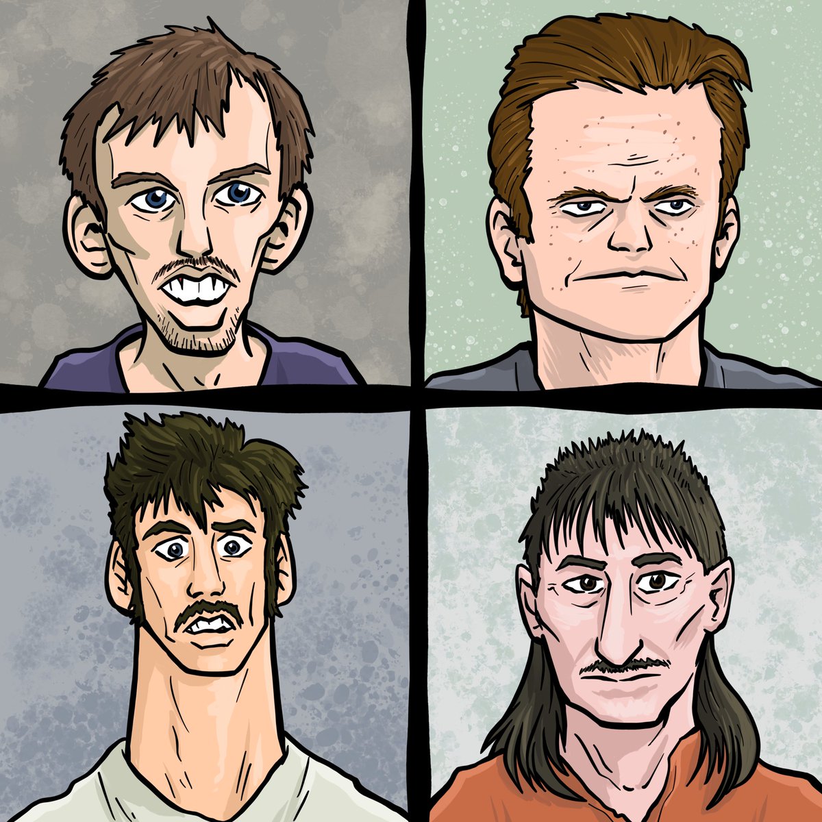 SethWolfshorndl's tweet image. Saw this meme a while back and knew I just had to draw these unique faces! (Swipe for original.) 

What would YOU name this band?
#facestudy #drawingfaces #hillbilly #mugshots #drawingmugshots #procreatefaces