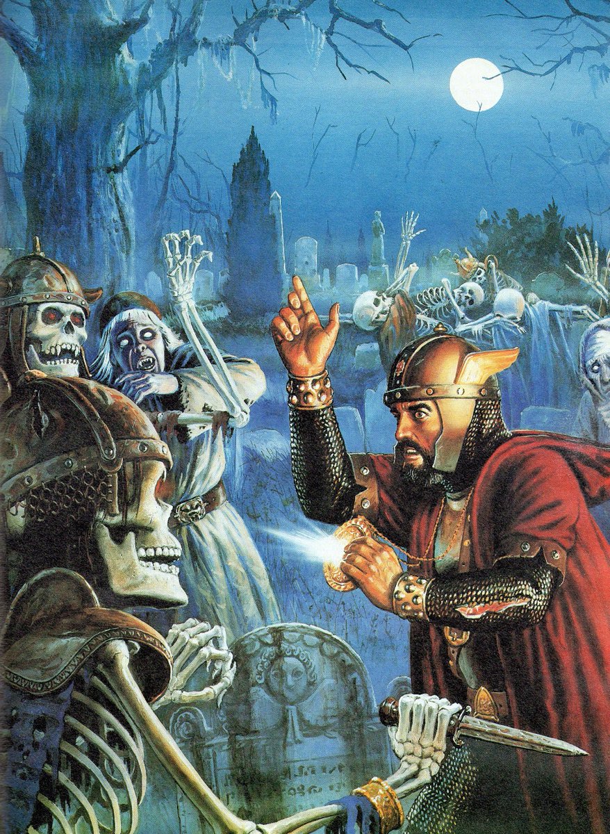 ShanePlays's tweet photo. Turn, turn, turn goes the cleric (plus his deity gave him an invisible divine pistol)... on THAC0 Thursday!!
Artist: Doug Chaffee (From AD&D 2E DMG and Cleric's Challenge II)
#thac0thursday #thacothursday #thac0 #thaco #adnd #adnd2e #dnd #ttrpg #rpg #clerics #turnundead #fantasyart
