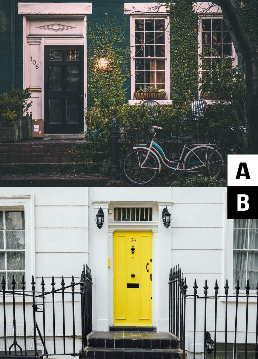 AngieOSteen's tweet photo. Imagine you're walking up to your dream home. Does the front doorway look more like A or B? https://t.co/akU2KexwdG https://t.co/GX8Zz7vUsn