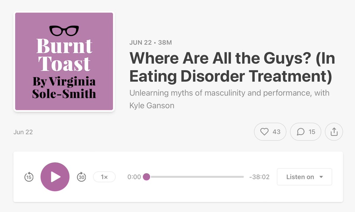 #FIFSW Prof. Kyle Ganson <a href="/kyletganson/">Kyle T. Ganson</a> speaks to Virginia Sole-Smith <a href="/v_solesmith/">Virginia Sole-Smith</a> on the Burnt Toast podcast about eating disorders among boys and men and unlearning the myths of masculinity and performance: virginiasolesmith.substack.com/p/where-are-al… #UofT #SocialWork