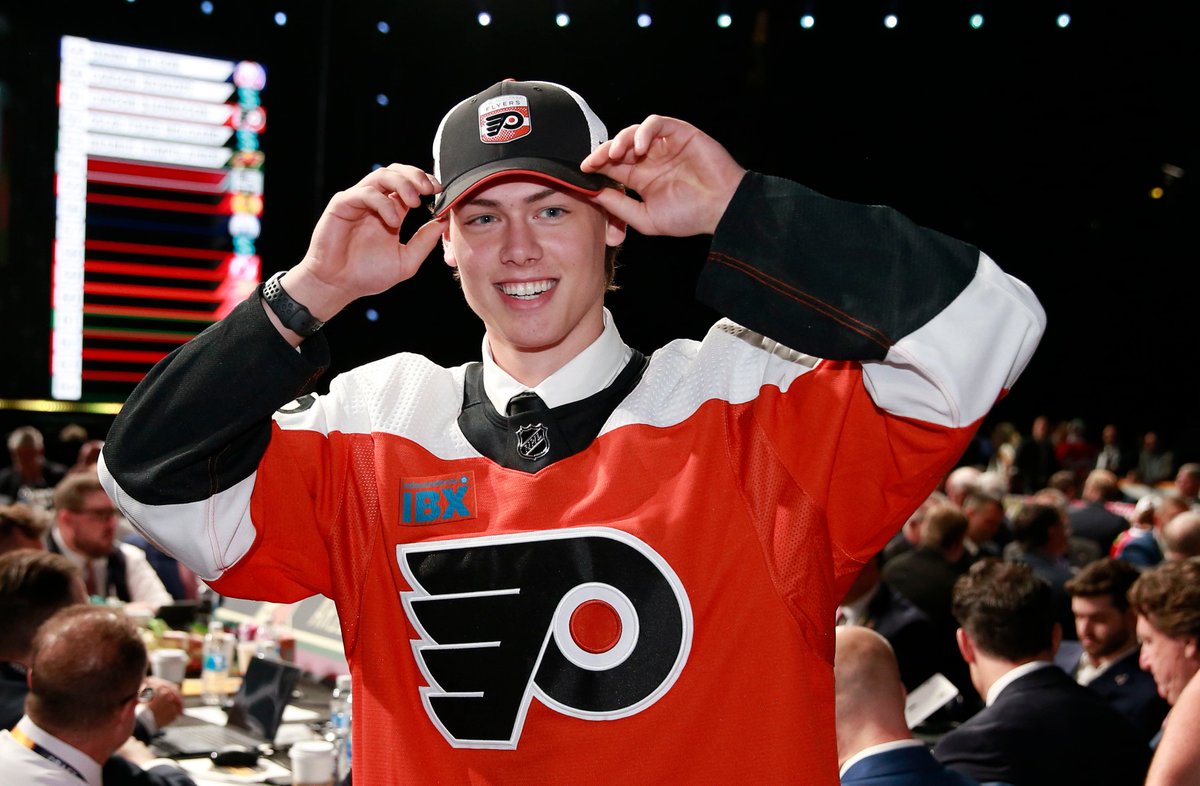 NHLFlyers's tweet photo. Threads of the future. 

#NHLDraft | @IBX | @CarsonBjarnason https://t.co/zL7ARxFni5