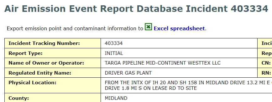 CommissionShift's tweet photo. No word from @txrrc 's new Critical Infrastructure Division on gas supply chain failures due to extreme heat. But TCEQ's air emissions report database has recorded a gas compressor station down due to high temps. 🔥
https://t.co/nvyvfE6SpI https://t.co/XIm7puFgLy