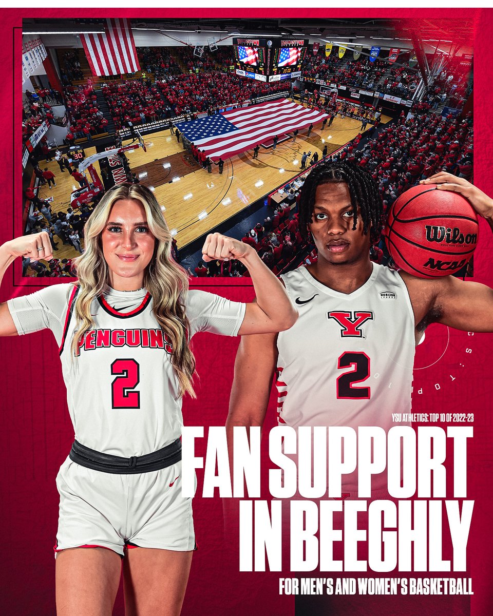 What a memorable year it was in Beeghly Center! There were 26 combined wins and nearly 80,000 fans in attendance to support @YSUMensHoops and @YSUWomensHoops.

We salute our passionate fan base on today's #YSUTop10

🔗 tinyurl.com/3u3p99pj

#GoGuins🐧