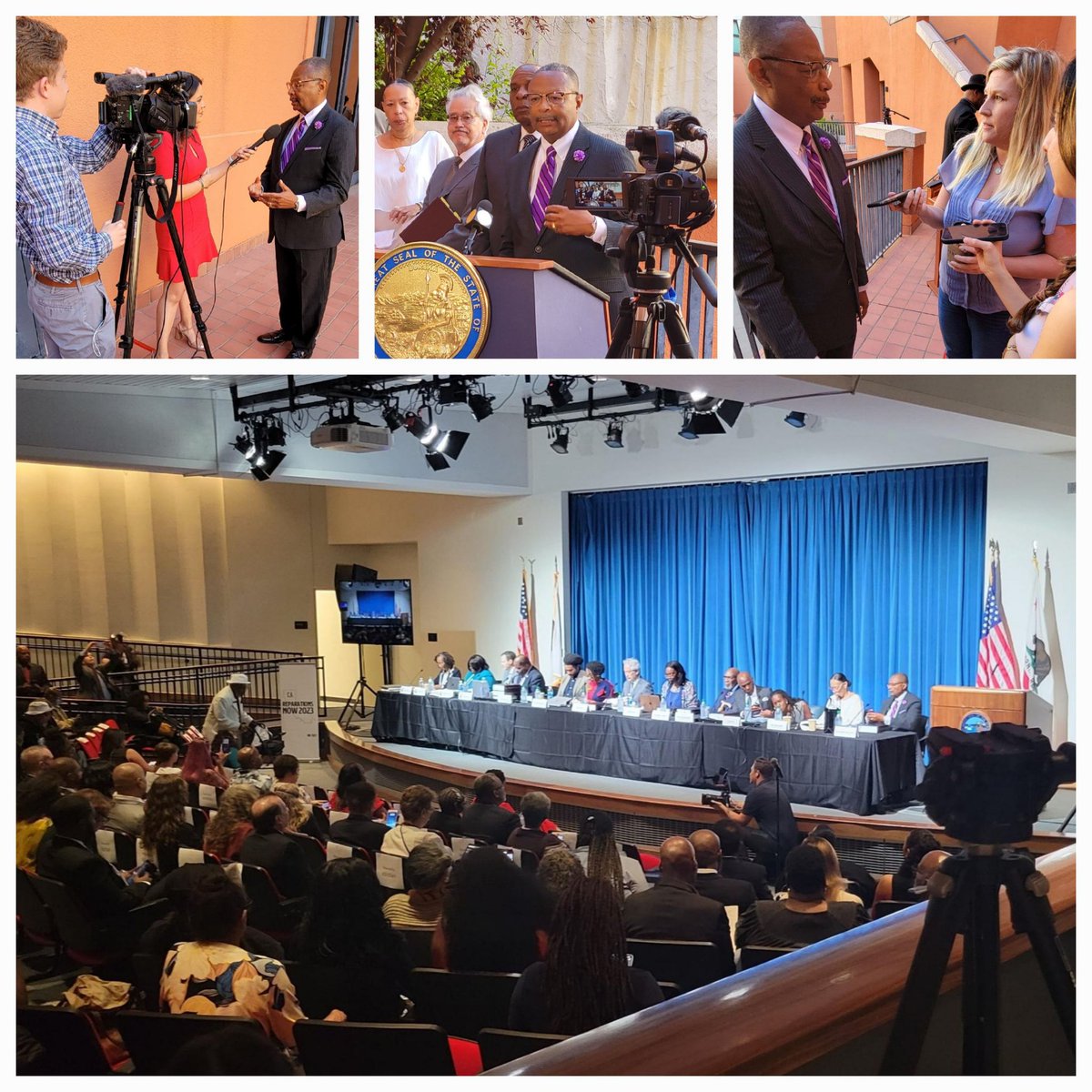 JonesSawyerAD57's tweet photo. Today is the final meeting of the #CaliforniaReparationsTaskForce. After two years of diligent research a final report is being turned over to the CA Legislature to discuss & debate the report's recommendations. The full document is online. @drsmcphd https://t.co/ha1KS0QWgZ https://t.co/sU8A2CBxqU