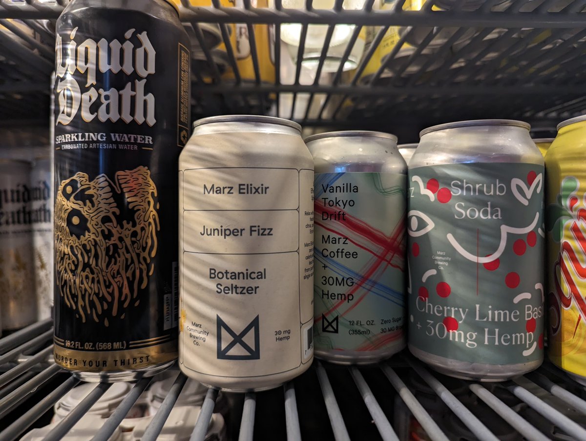 OlympicTavern's tweet photo. Just a FYI for our #Rockford N/A folks -- we've got a great selection of non-boozy drinks, in cans and on tap:  Beers from @untitledartbev, sodas, coffee &amp; shrubs from @marzbrewing, @Heineken 0.0, @liquiddeath H20s, and Otto's CBD Cider.   

No booze?  No problem.   #rawkford https://t.co/tjd6QbnveZ
