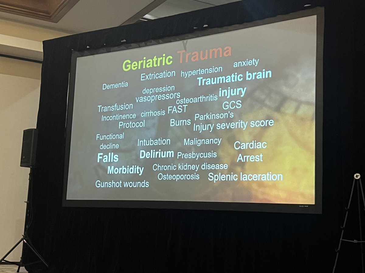 The boss in geriatric trauma <a href="/TopKniFe_B/">Bellal Joseph</a> takes the stage to talk about “The Deception of Simplicity”…..older trauma patients aren’t the same. #SWRTC <a href="/AZTraumaCats/">UA Trauma</a>