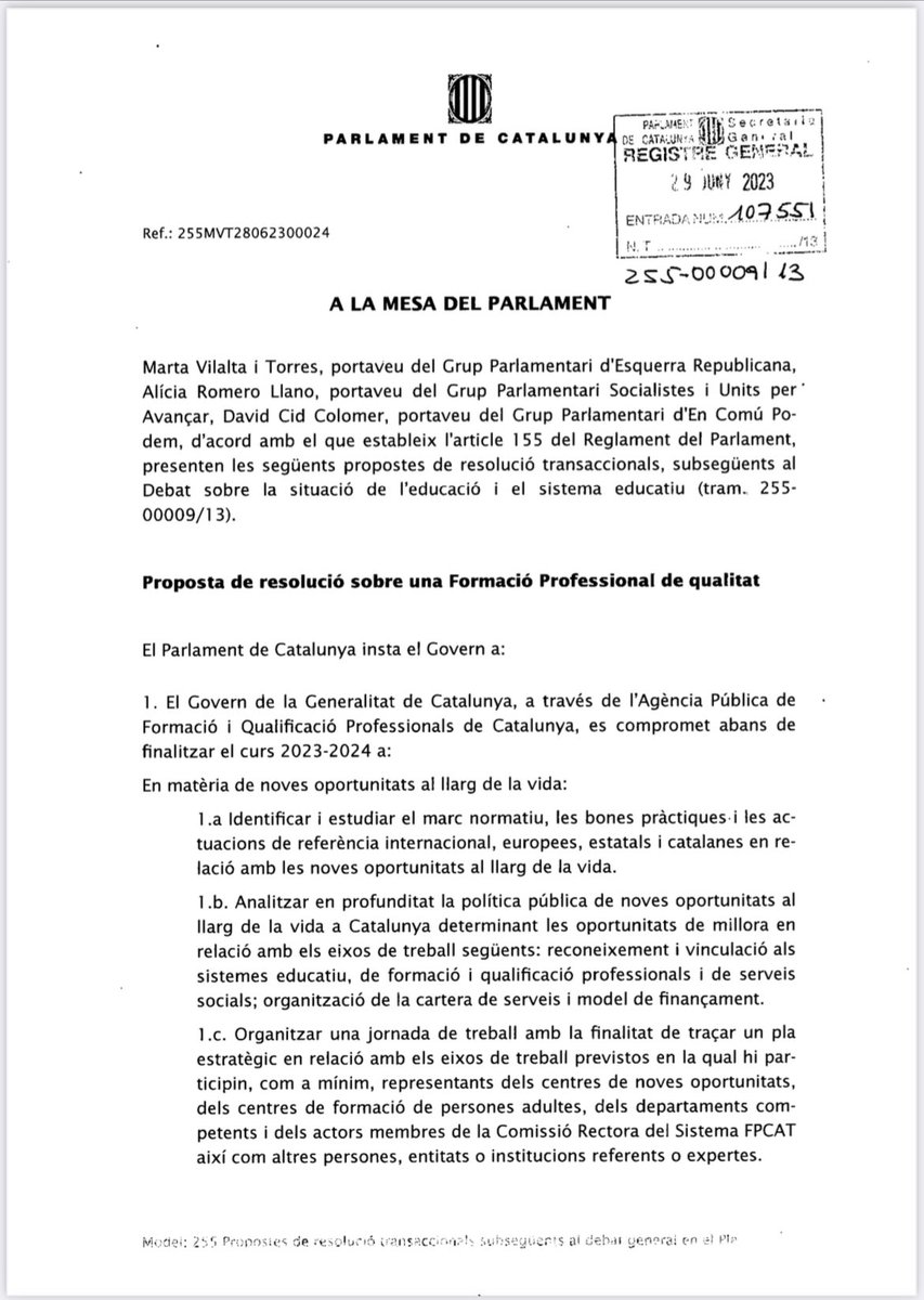 fabianmohedano's tweet photo. Avui s'ha aprovat el full de ruta per impulsar la política pública de noves oportunitats al llarg de la vida. Ampli consens parlamentari. @parlamentcat https://t.co/JJFAuwz3JD