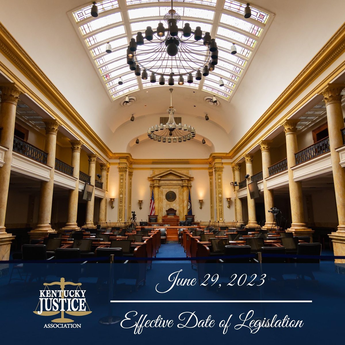 KentuckyJustice's tweet photo. Today, Thursday, June 29, is the effective date of legislation passed by the 2023 Regular Session of the Kentucky General Assembly, except for general appropriation measures and those containing emergency or delayed effective date provisions. #KJA2023 #ProtectingThe7th #KYGA23 https://t.co/rAxB8TnJUo