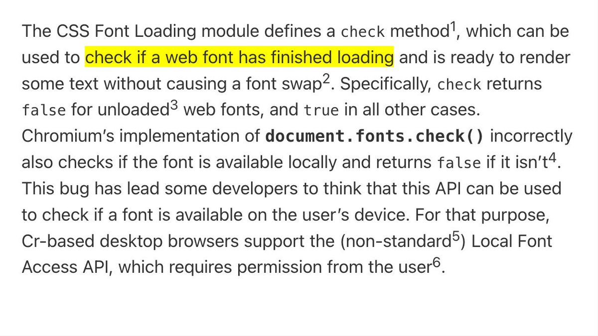 WebPlatformNews's tweet image. There’s been some confusion about the document.fonts.check method webplatform.news/#1687185439000