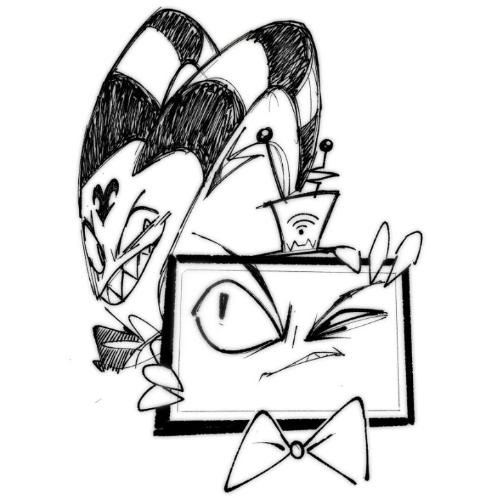 I doodled these 2 for some frenz

Vox - Hazbin Hotel
BLITZØ - Helluva Boss