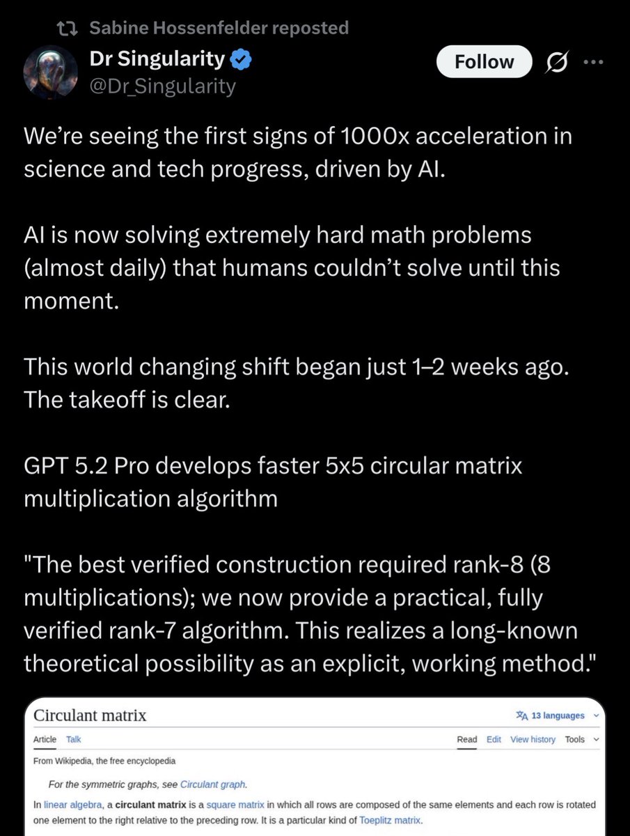 I have little doubt that AI tools will substantially change the way mathematics is done, likely pretty soon. But communicators like this are doing their audiences a disservice. 

In this particular example the “new” contribution from the AI tool was plugging (n,m)=(5,3) into the