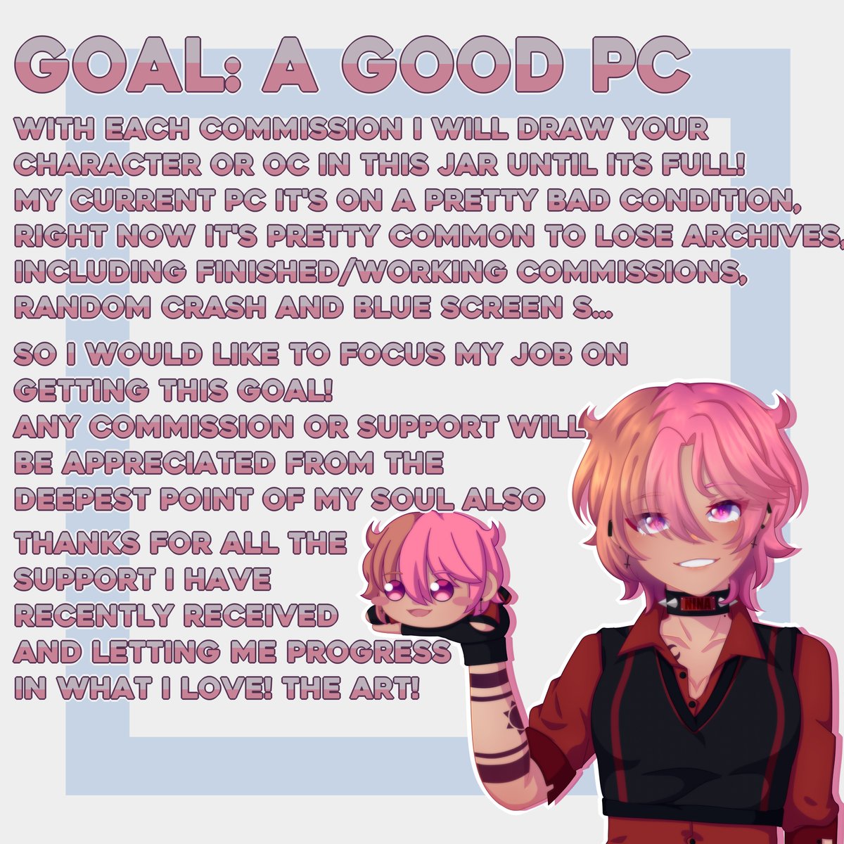 Real talk:
Most of you dont know this, but, it has been years since I quitted the art, I gave up, but, the last year I recovered my pasion for it and you guys made me try to live of it and that´s why I´m here to ask you for even more support, to reach this dream TwT ❤️
#VGenComm