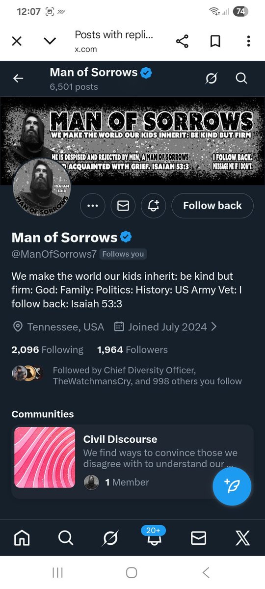 Hawkesbay69's tweet image. Just 36 need to get this Army Veteran over the 2k mark but I.know with your help we can do alot better than that, connects back 
@ManOfSorrows7 
F&amp;amp;R
💪🫶💯🇺🇸🫡