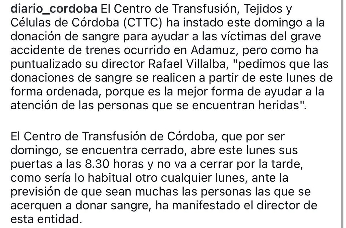 💔💔💔 Se necesita sangre, os dejo información de donde se puede en Córdoba 💔💔💔